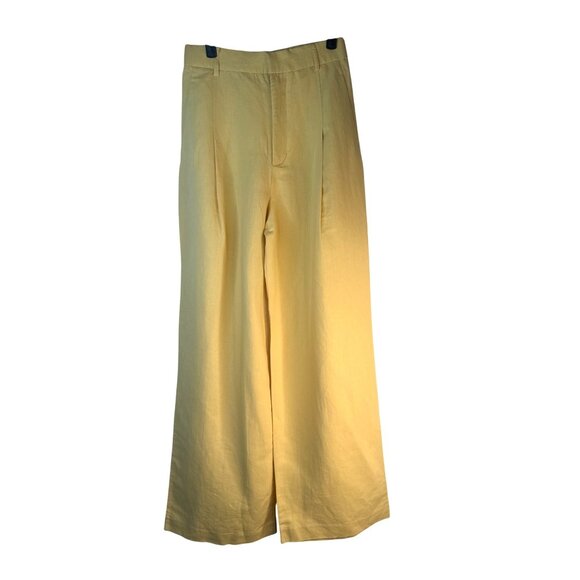 2/$30 ZARA XS Yellow High Rise Wide-Leg Linen & Cotton Blend Pants - Picture 1 of 16